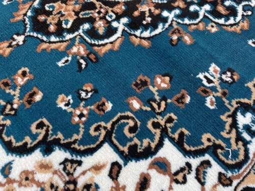 Image of TTC THREAD & TEXTURE CARPET Traditional Comfort: Power-Loomed Carpets for Living Room- Every Space Area Rug Color Blue Size 6x8 Feet (180x235cm)