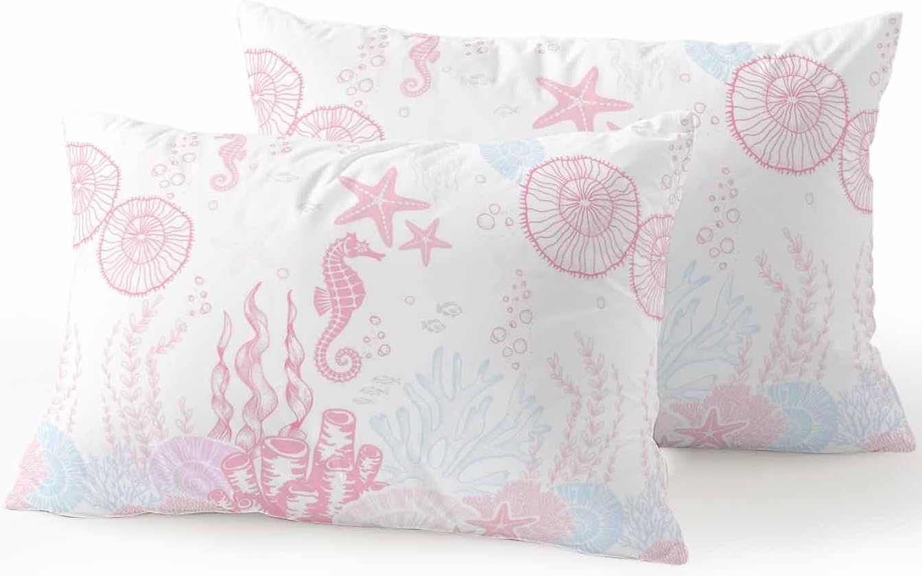 Atuitaisyou 抱き枕 海 サンゴ 貝殻 ヒトデ ピンク 四角い 背当て ピロー 洗濯可 洗える 腰痛対策 座布団 防水 ふ