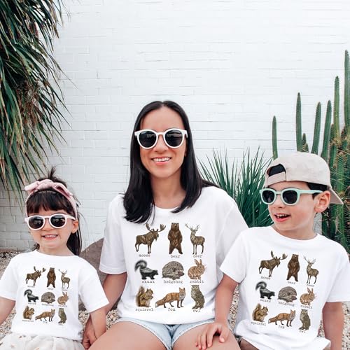 Kids Educational Wildlife Shirt - Vintage Woodland Forest Animal Names Outfit - Cute Outdoor Nature Lover Gift - Natural Boho Toddler & Youth T-Shirt4