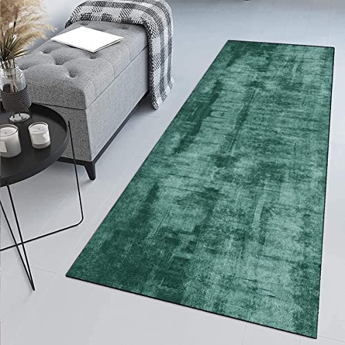 Siunwdiy Teppich Läufer Flur rutschfest 60x300cm Küchenläufer Waschbar Modern Grün Korridor Teppichläufer Lang Küchenteppich Für Küche Wohnzimmer Schlafzimmer Teppichläufer Meterware Anpassbar