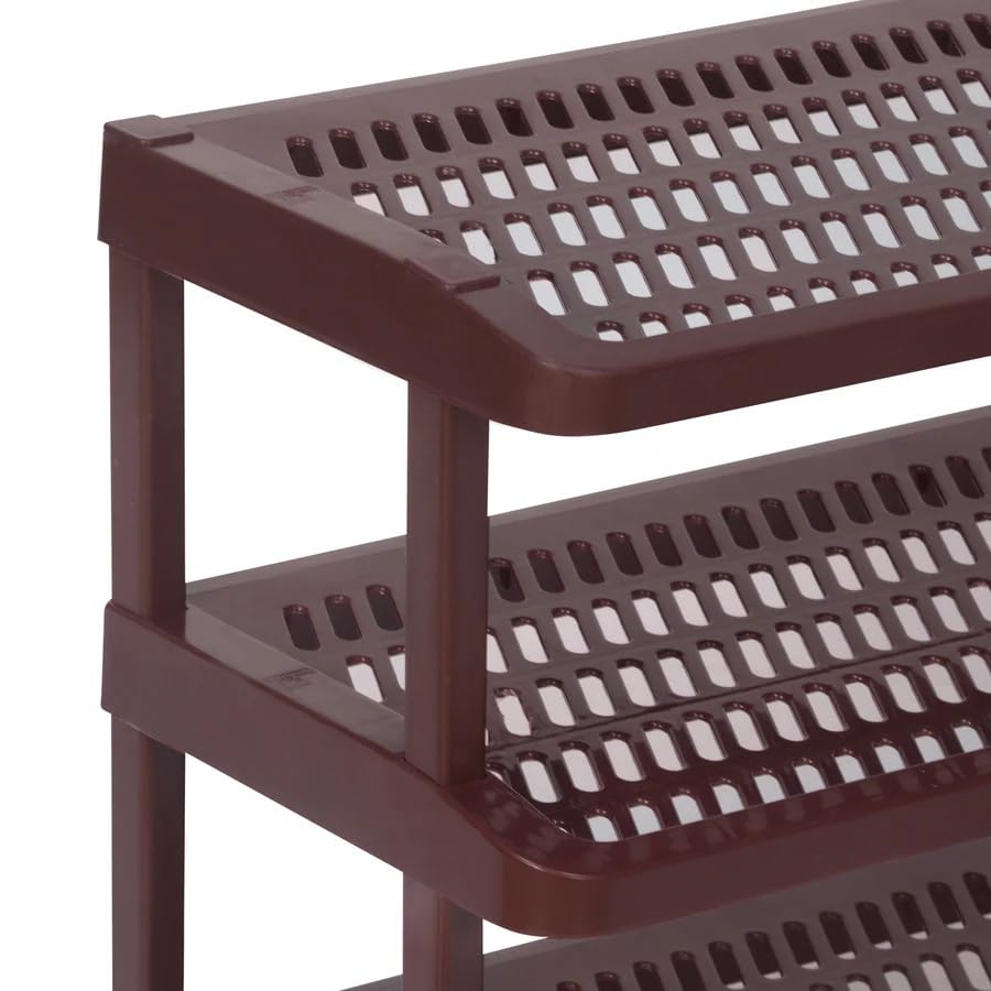 Image of Nilkamal Multipurpose Rack for Book Shelve | Shoes Storage Rack | for Home Shoe Stand|Kitchen Rack (Maroon, 4 Shelves)