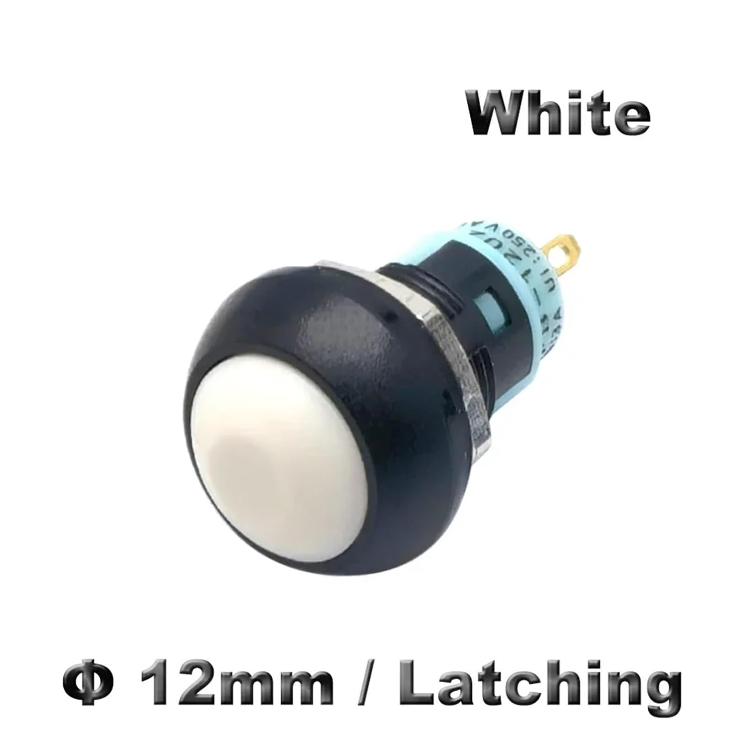 5/10pcs PBS 33A Mini Plastic Latching Push Button Switch Round Head ON Off 2 Pin 12mm Self Locking Push-Button Red Green Blue(White,5pcs)