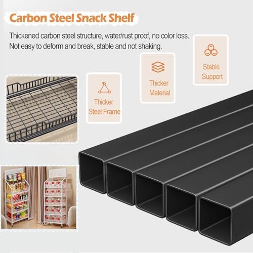 Mobile Storage Rack Freestanding Display Rack Tool Pegboard Garage,5 Tier Snack Display Rack for Kitchen Store Floor Standing Retail Shelf with 15 Hooks Perfect for Toys Drinks Chips and Mor image 5