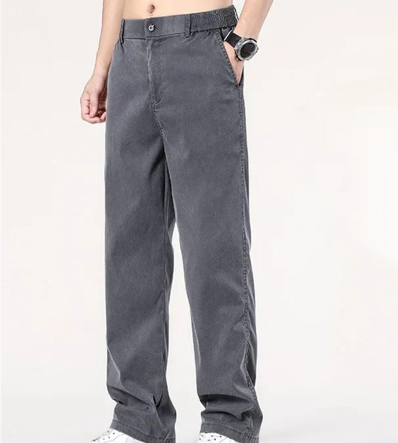 Men’S Classic Baggy Jeans Mid Waist Straight Fit Lyocell Pants Casual Light Wash with Zipper3