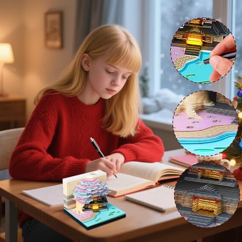 Calendario 2026 de notas 3D artístico con luz LED para escritorio 2