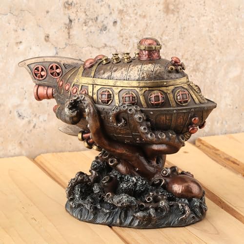 Escultura Caja Oculta Submarino Steampunk 6.25 in miniatura 7