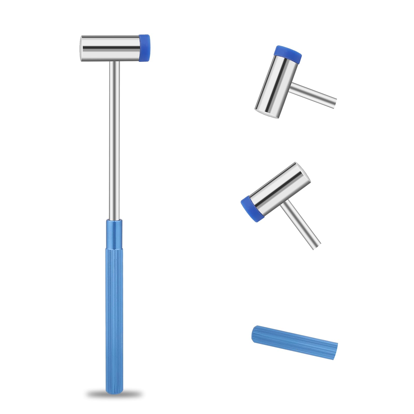 Gunsmithing Hammer, Dual Head Small Hammer, 7 inch Double Face Jewelry Mallet Plastic Head and Metal Head, Blue Plastic Grip Mini Hammer for DIY Crafts, Watch, Instruments, Tuning, Leather