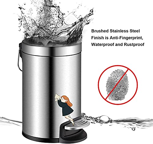 Image of OPR Stainless Steel Plain Pedal Bin With Plastic Bucket And Lid - Pack of 4 (7 Litre (8x12 Inch))