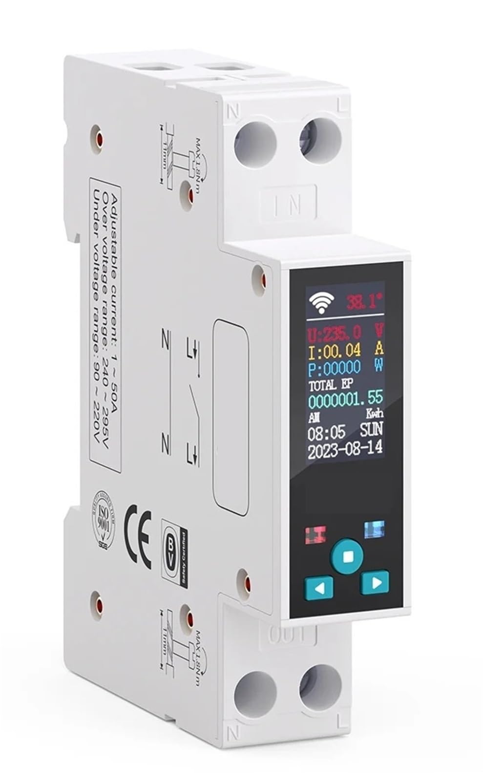 Disjoncteur intelligent WiFi 1P 50A pour couper à distance et mesurer la puissance