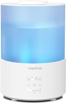 raydrop Cool Mist Humidifier Diffuser, Essential Oil Diffuser, Top Fill Humidifier for Bedroom, Home and Office, Baby with Adjustable Mist Output, Auto Shut Off