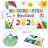 Large Kindergarten Graduate 2026 Backdrop Banner, White, 6x4ft