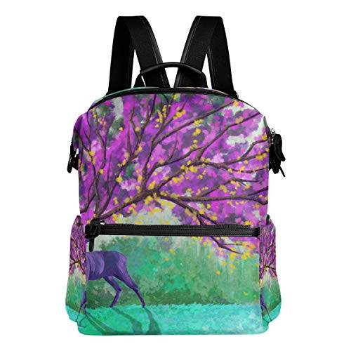 LUNLUMO Fantástico animal púrpura ciervo con hermosa asta escuela viaje mochila bolso de hombro...