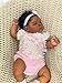 Anano Lifelike Reborn Baby Dolls Black Girl Peaches 20 Inch Newborn Real Life Baby Doll Life Size African American Silicone Vinyl Full Body with Rooted Hair