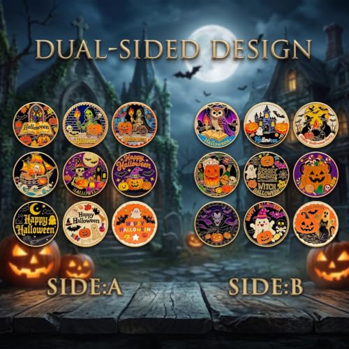 9PCS Halloween Coin Pack Party Favors Supplies Metal Coin with Storage Case - image 2