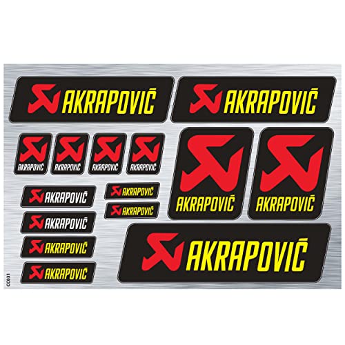 Life Decor Pegatinas Akrapovic para coche, bicicleta, moto, casco de bicicleta, casco de moto, etc. - Resistentes a los rayos UV, impermeables y precortadas - Tamaño de la hoja: 30x20 cm, Pegatinas 15 Cover