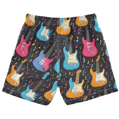 Rock Star Guitar Boys Swim Trunks Colorful Instrument Toddler Beach Board Shorts Baby Summer Bathing Suit XS2