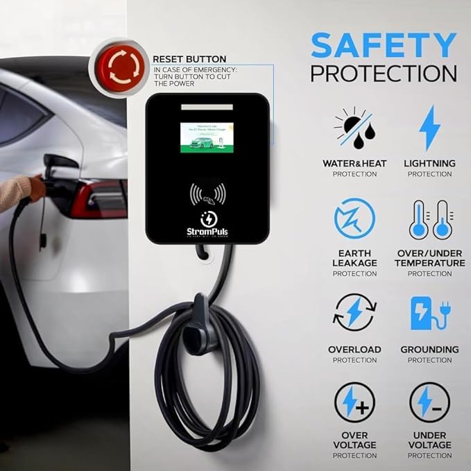 Image of 11kW EV Charger, 16A, 3 Phase, 5m TPU Cable, Large Touch Screen, Adjustable Amps, Wi-FI, BT, RFID,Emergency Switch, OTA Update, IP65, Built-in RCD, 5 Years Warranty* (Blaze11)