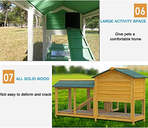ACIYD Hühnerstall Villa Geflügelstall Kaninchenstall, Kaninchenhütte im Freien, hölzerne große Hasenkäfig, Hühnchen… – Bild 7