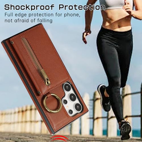 Coque Galaxy S24 Ultra Asuwish antichoc marron avec grip - 4
