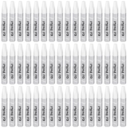 ForraFun 48 Pcs White Soft Oil Pastels Bulk Artists Oil Crayons Single Color Hexagonal Creamy Pastel for Artists Beginners Painting Drawing Relaxing Blending