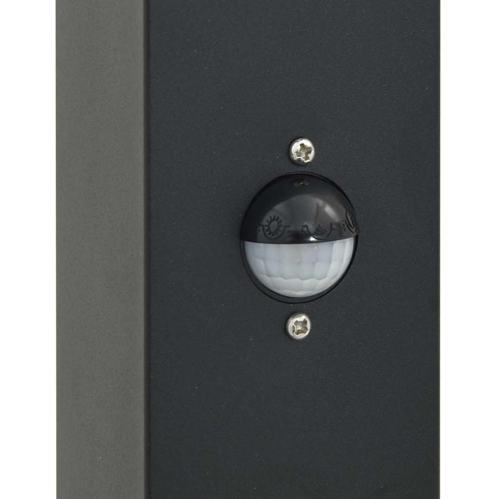 Lampadari con sensore e presa, 3 pezzi, 80 cm, in acciaio inox, nero, IP44, illuminazione per esterni, giardino, terrazza, vialetto, con sensore di movimento e diffusore