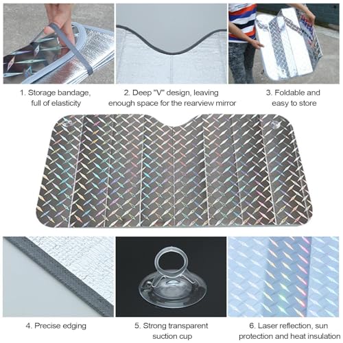 Cubierta solar frontal de coche para proteger el salpicadero durante el verano 6