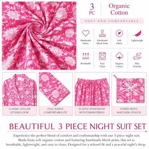 Image of Huar Cotton Pajamas Set for Women - Luxurious Cotton Womens Pajama Sets - Comfortable Christmas PJ Set, Breathable & Light Pj