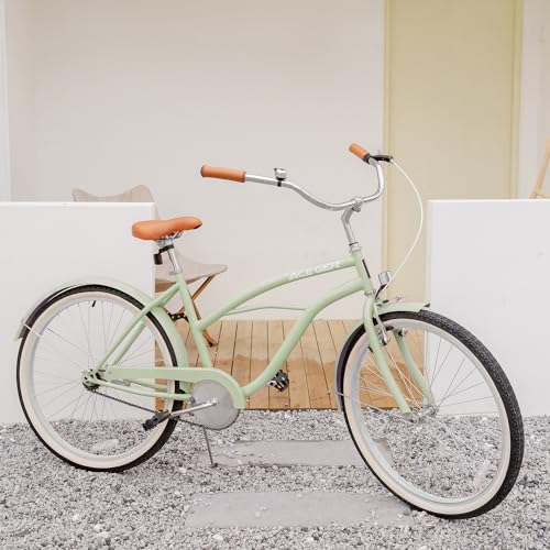 Image of ACEGER Girls Beach Cruiser Bike for Kids 5-13 Years Old, 16 inch 18 inch 20 inch 24 inch Single Speed Kids Bicycle Included Coaster Brake, Front and Rear Reflectors, 24 inch 7 Speeds with Dual Brakes