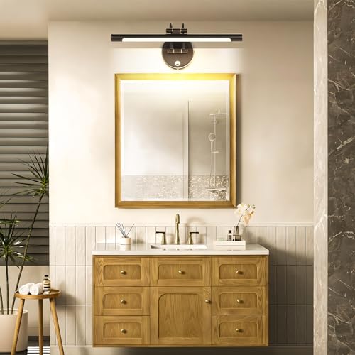 Image of MantoLite LED Dimmable Bathroom Vanity Light Fixture 15.75'' Cabinet Picture Wall Lights, Indoor Lightings Wall Sconce with Ajustable Arm Bedside Reading Lamp, Pulg in Picture Light(Black, 3000K 8W)