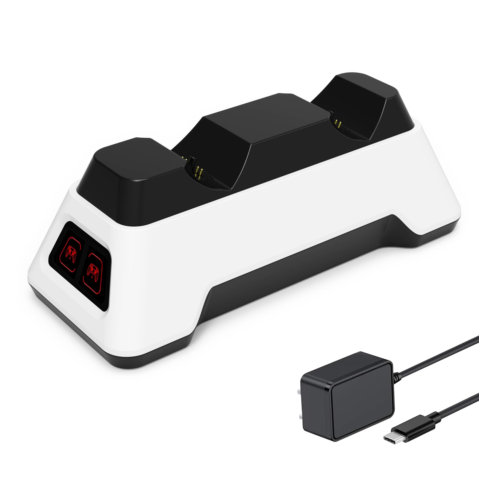 PS5 Dualsense - Estación de carga con doble soporte - Base de carga rápida para controladores PS5 - Accesorio de actualización con adaptador de CA de carga rápida 5V/3A