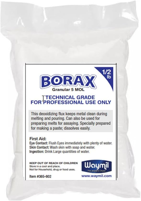 Borax Flux 1/2 Pound Melting Gold Silver Crucible Glaze Jewelry Casting (8oz)