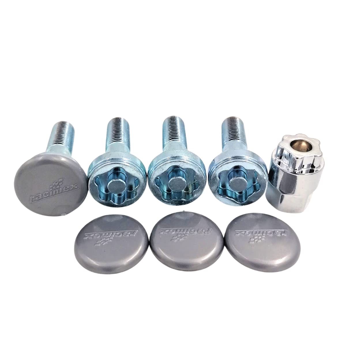 KLEEBLATT Felgenschloss M12x1,5x38mm Kegelbund 60° 4er-Set 4x silberne Felgenschlösser Felgensicherung Radsicherungsschrauben Radsicherungsbolzen Radsicherung Typ 909