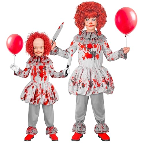 W WIDMANN MILANO Party Fashion - Disfraz infantil de payaso vintage de terror, con vestido, gorguera y cubrezapatos, para Halloween, carnaval
