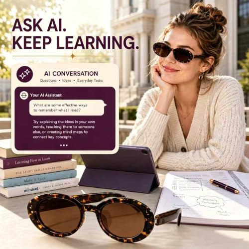 Image of GenXenon Tea Cat-Eye Elegant Smart Translation Polarized Sunglasses Women