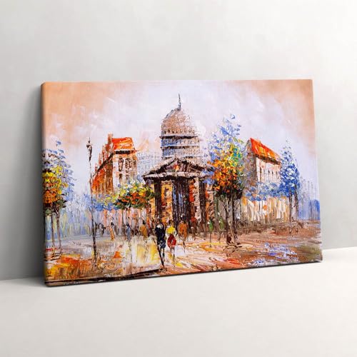 Tableau sur toile 60x40cm Wallfluent d'art moderne ville colorée et désordre artistique