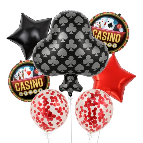 Image of AMFIN (Pack of 7) Casino Theme Foil Balloon Set, Elevate Your Party, Spades - Multi