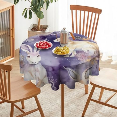 Nappe de table ronde imperméable et résistante à l'huile lavable 152 cm