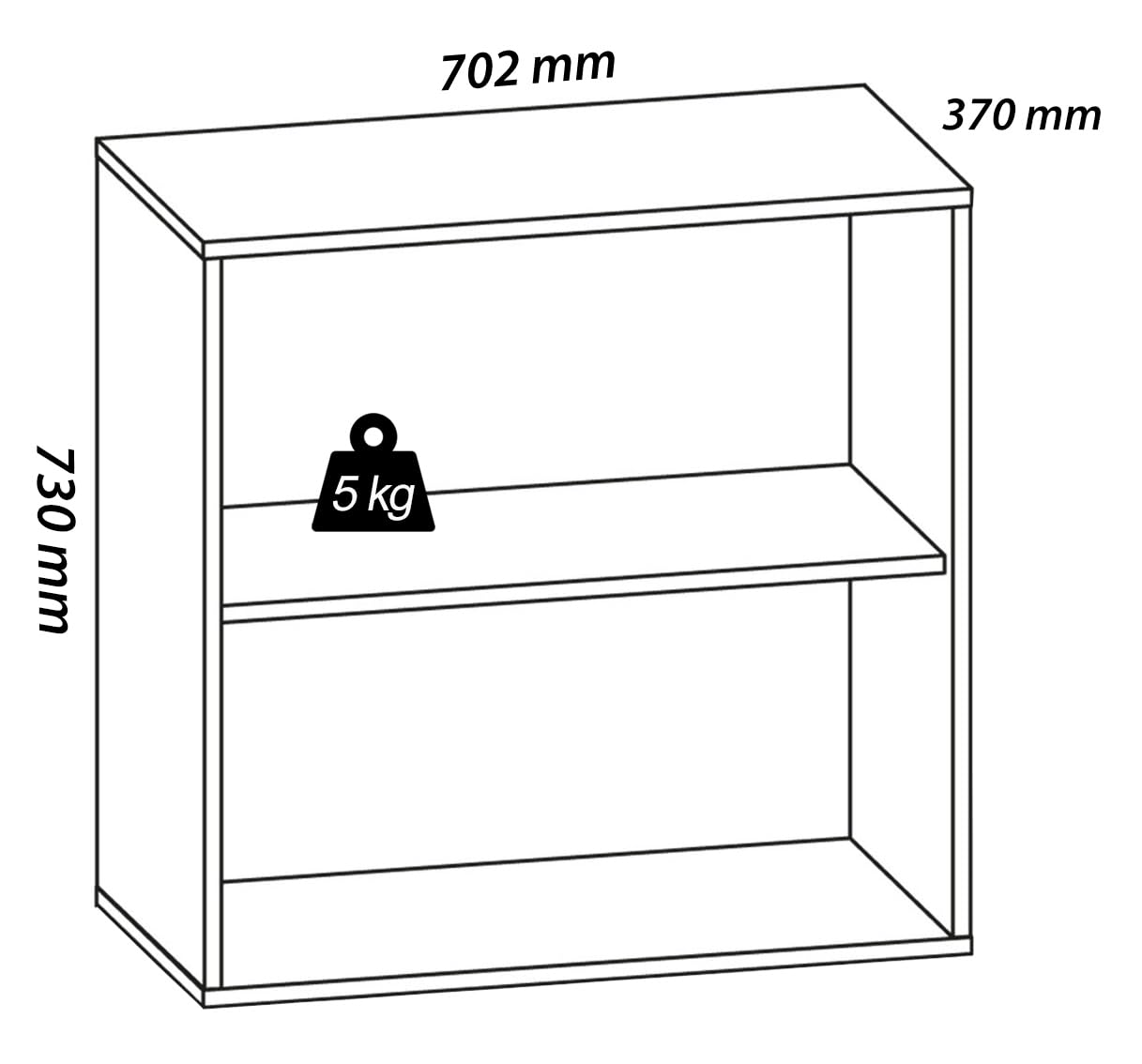 VCM Holzregal stehend | platzsparender Aktenschrank | Maße ca. B. 70 x H. 74 x T. 37 cm | Elegantes Regal stehend | Büroregal – Lona 2 Fach
