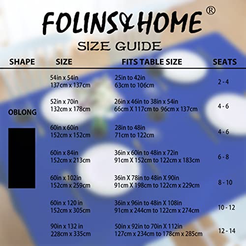 Image of FOLINS&HOME Royal Blue Rectangle Waterproof Tablecloth, 52 x 70 Inch | Wrinkle Free Polyester Table Cloths, Spillproof Heavy Duty and Washable Table Cover for Party, Banquet - Rectangular /Oblong