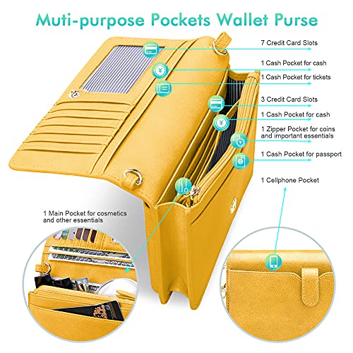 Image of nuoku Women Small Crossbody Bag Cellphone Purse Wallet with RFID Card Slots 2 Straps Wristlet