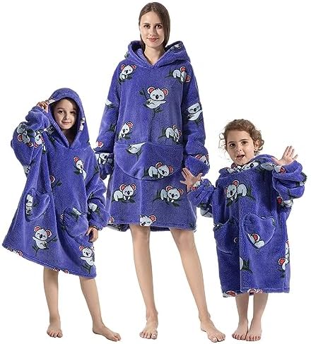 Adisputent Blanket Hoodie Women Men Kids Fleece Fluffy Snuggle Oversized Wearable Blanket