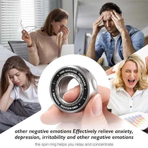 Image of Upgraded Fidget Spinner for Stress Relief Magnetic Fidget Ring Toy with Mechanical Sound Sensory Stress Toys Anxiety EDC Relief Slider Tool Figette for Adults & Teens,Kids,Grey
