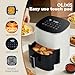 OLIXIS Air Fryer 6 Quart with Window Square Air Fryer 12-in-1 Air Fry, Roast, Reheat, Dehydrate, Bake, Steam, Fries, Custard, Chicken, Wings, Sea Food, Vegetabels,400F Beige