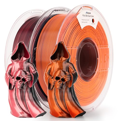 AMOLEN Silk PLA 3D Printer Filament Bundle 2KG, Dual Color PLA 1.75mm Pack, Shiny Color Change 3D Printing PLA Filament 