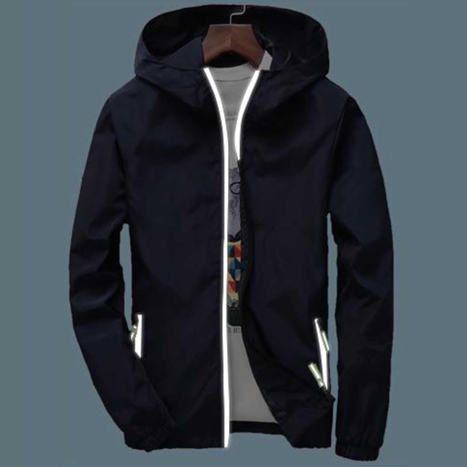 Veste Homme Printemps été avec Capuche,Blouson Homme Mi Saison Grande Taille Veste Softshell Legere Chic Trench Coat avec Poche Zippée Casual D'ExtéRieur Coupe-Vent Veste De Sport