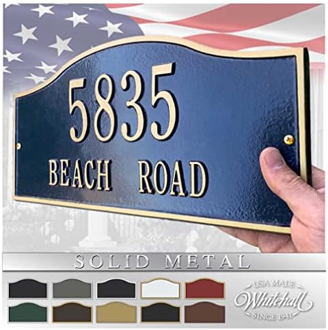 Whitehall™ Personalized Cast Metal Address plaque - The Rolling Hills Plaque.Made in the USA. BEWARE OF IMPORT IMITATIONS. Display your address and street name. Custom house number sign.