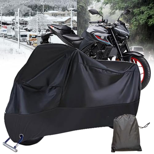 【四季ユニバーサルバイクカバー】に適用するヤマハ MT-10/MT-15/MT-25オートバイカバー厚手 雨雪対応き バイク車体カバー原付カバー 耐熱 防水 撥水 大型 紫外線防止 全天候型バイクカバー盗難防止 防風 防埃 収納バッグ付きロック穴付き,ヤマ
