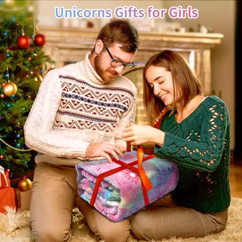 Image of Glow in The Dark Unicorn Blanket for Girls - Personalized Soft Fleece Gift for Kids /Baby /Toddler Age 1-12, 40 inchx 60 inch
