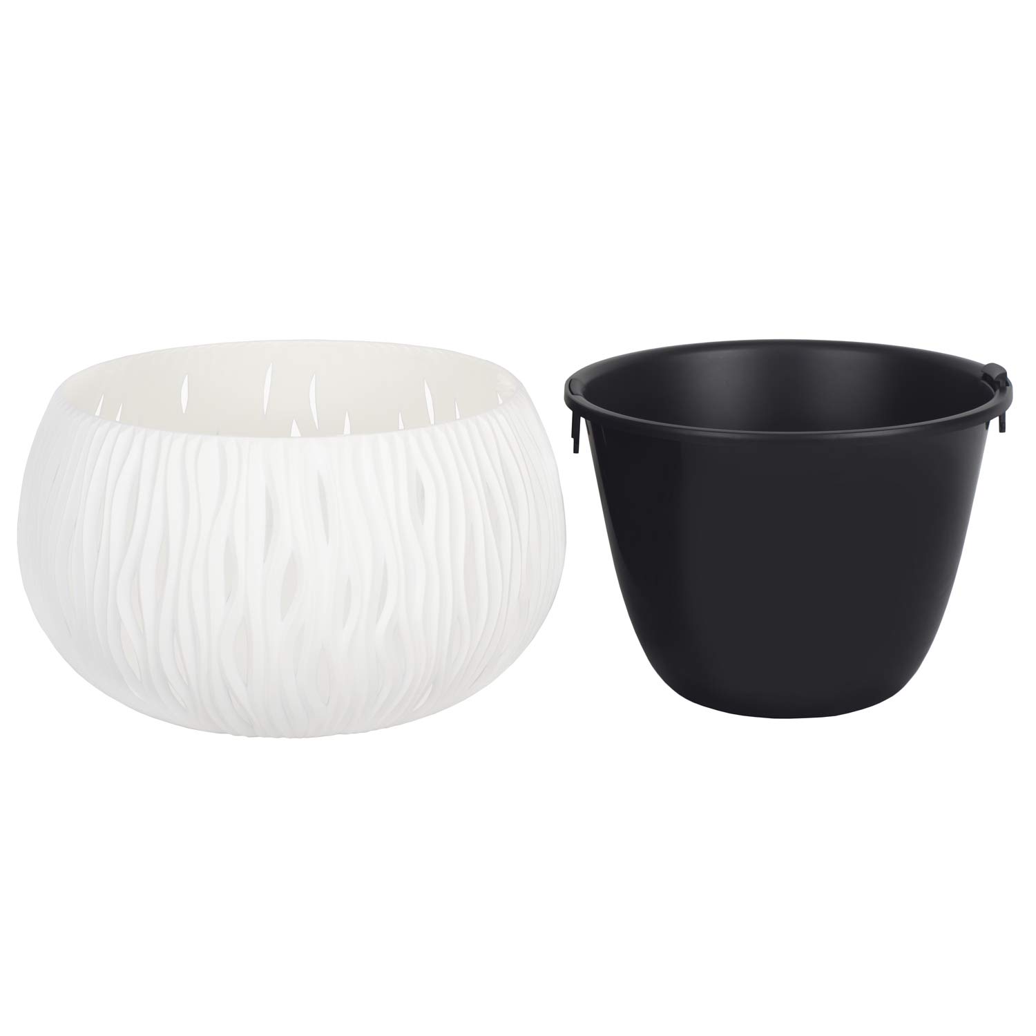 Blumentopf Sandy Bowl WS 370 Weiss Kunststoff Blumenkübel hänger