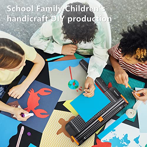 worklion paper cutter - a4 paper craft cutter with security blade for cut gift card coupon label cardstock photo 12 inch black office paper trimmer